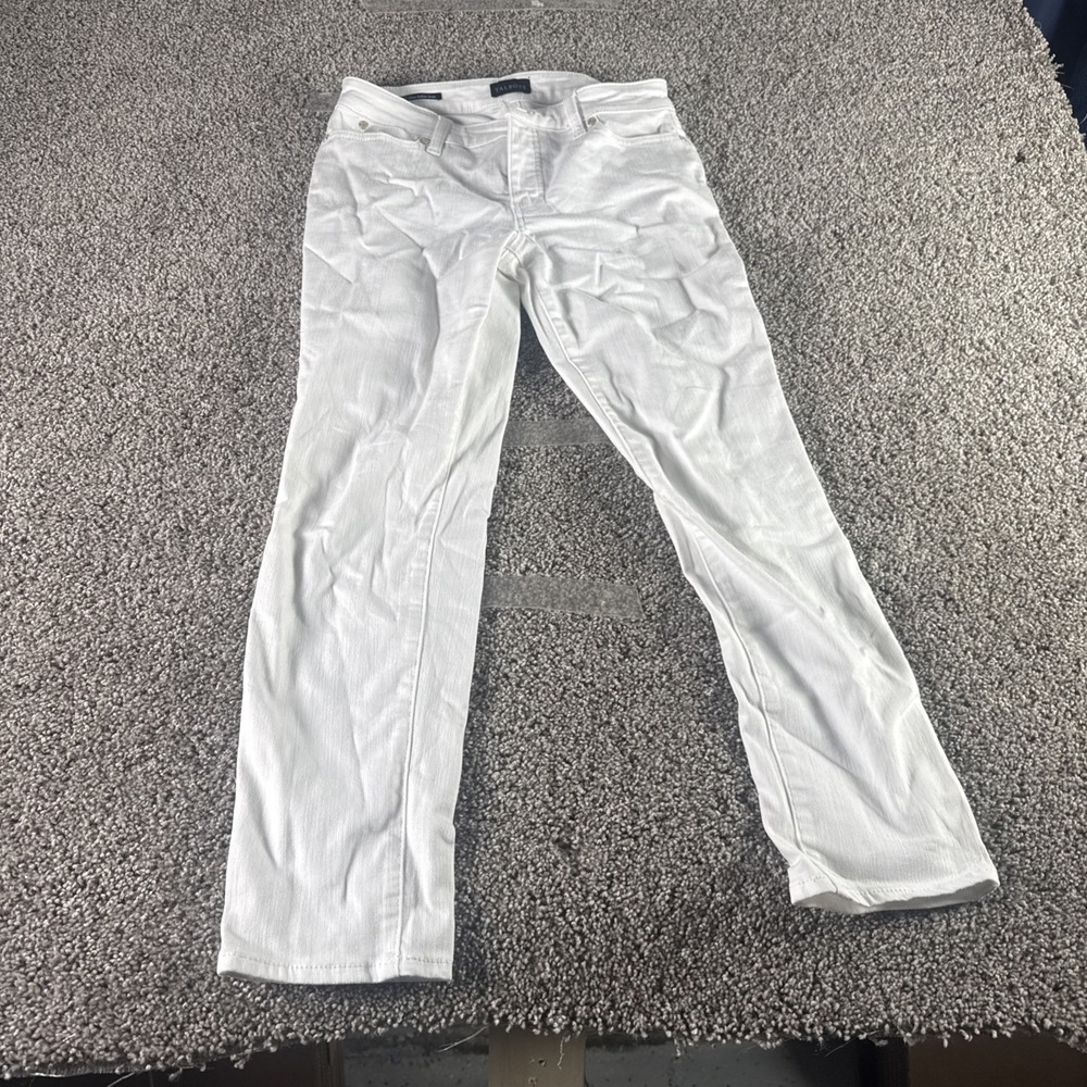 Talbots Slim Ankle Jeans White Denim Petite 2P Stretch Five Pocket